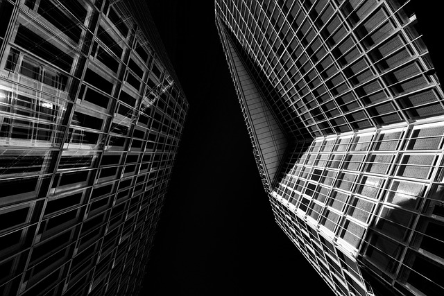 panoramic view of modernized commercial buildings with solar panels in Canadian cityscape